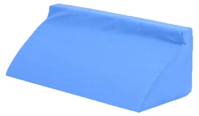 Obrázek produktu pro Modrý klínový polštář (50 x 25 x 15 cm) s trojúhelníkovým pěnovým jádrem, skrytým zipem a snímatelným a pratelným potahem pro podporu zad