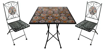 Produktbild von AXI Camilla Bistroset 3-teilig mit Mosaik Casa del Sole | Bistrotisch mit 2 Stühlen | Bistro Gartenmöbel Set für Garten / Balkon / Terrasse |