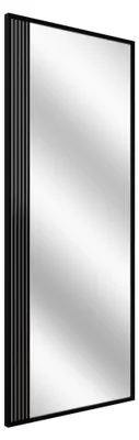 Image de Miroir mural STYLER LUKE, 60x150 cm, rectangulaire, noir, imitation bois, cadre en MDF. Idéal pour l'entrée, la chambre, la salle de bain. Miroir pleine longueur, style industriel, loft