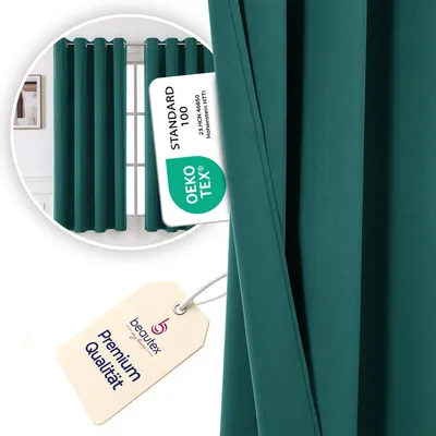 Produktbild von Beautex Verdunkelungsgardine Ösen Vorhang blickdicht abdunkelnd140x225cm,Petrol
