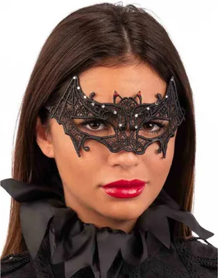 Produktbild von Fledermaus Stoffmaske mit Strasssteinchen für Halloween