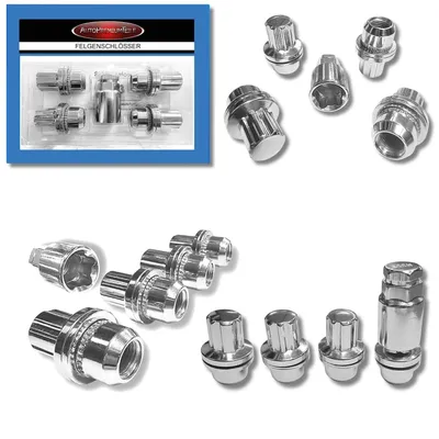 Zdjęcie produktu dla Zamek do felg M14x1,5 z płaskim kołnierzem, kompatybilny z zamkami do felg Land Rover, zabezpieczenia felg, nakrętki do zamków do felg, nakrętki zabezpieczające koła, srebrne, w zestawie