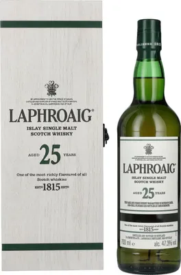 Produktbild von Laphroaig 25 Years Old Islay Single Malt Scotch Whisky 2023 47,3% Vol. 0,7l in Holzkiste