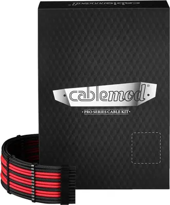 Produktbild von CableMod C-Series Pro ModMesh Sleeved 12V-2x6 12VHPWR Dual StealthSense Kabel-Kit für Corsair RMi, RMx schwarz/rot