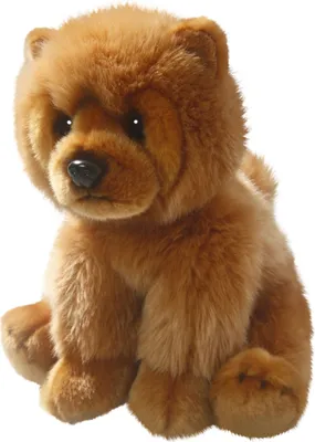 A plush toy Chow-Chow dog sitting down, facing forward.