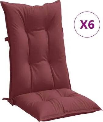 Image de Coussins de chaise dossier haut lot de 6 rouge bordeaux mélangé