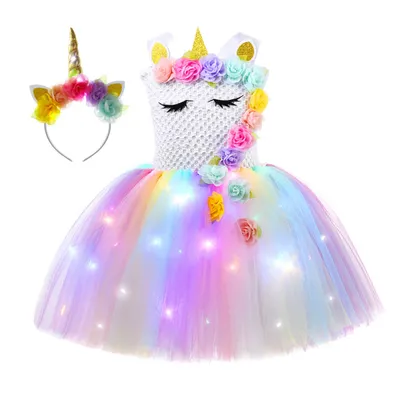 Produktbild von Tutu LED-Einhornkleid für Mädchen, Regenbogen-Leuchtkostüm, Kinder-Partykleid S