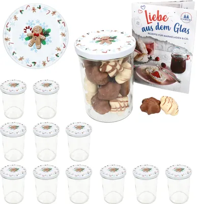 Zdjęcie produktu dla zestaw 12 kieliszków do przetworów 435 ml + pokrywka TO 82 Candyman ice blue + książeczka