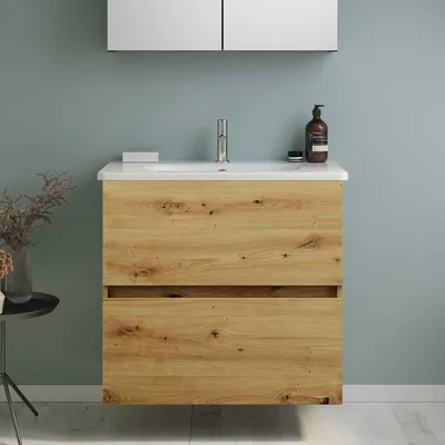 Imagen del producto de Mueble de baño burgbad Liniq con lavabo y armario inferior, 80,5 cm