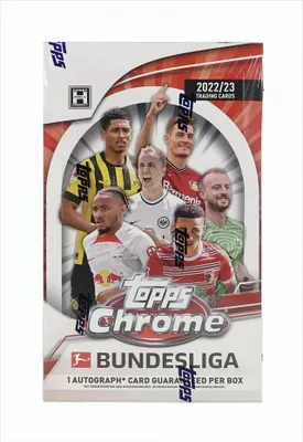 A product box for Topps Chrome Bundesliga trading cards.