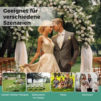 Immagine prodotto di Arco per rose in metallo per piante rampicanti, arco a traliccio per feste di matrimonio in giardino, 143 x 40 x 234 cm
