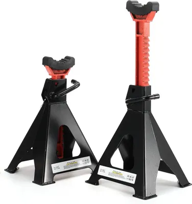 Immagine prodotto di Set di 2 cavalletti da 6 t - Supporti per martinetto - Regolabili in altezza - Per carichi pesanti - Blocco di sicurezza - Per auto/SUV/pick-up - Arancione
