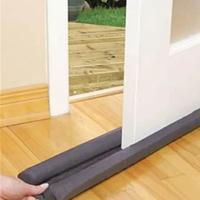 Doppelter Zugluftstopper, verstellbar, 90 cm, grau/schwarz