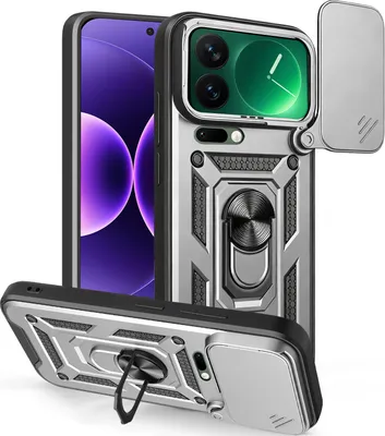 Produktbild von Outdoor Panzer Hülle Xiaomi 17 Pro Handyhülle Kameraschutz Ringhalter in Silber