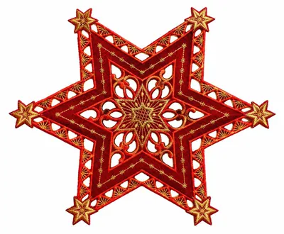 Produktbild von Sterne Weihnachten Deckchen Advent 85 cm rot gold bestickt Untersetzer Mitteldecke
