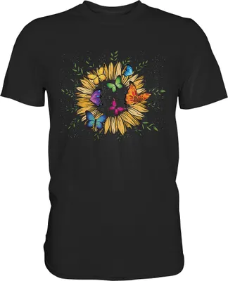 Produktbild von Sonnenblumen Schmetterlinge Shirt Garten Motiv Gärtner Geschenk – Black / M