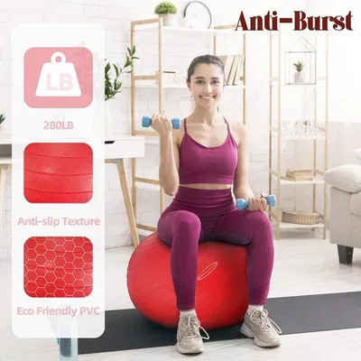 Produktbild von Famanu Fitnessball mit Antirutschmaterialien - Inklusive Pumpe