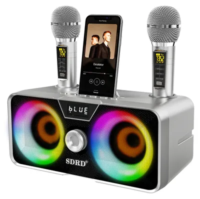 Image de Système de sonorisation Bluetooth portable pour karaoké - 20W - Format compact - Noir - Pour une utilisation à domicile