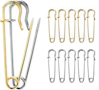 Sicherheitsnadeln 12 Stück, 5 cm, Metall, Gold/Silber