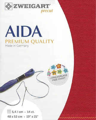 Immagine prodotto di aida Zweigart precut 14 ct. Stella Aida 3706 colore 954 rosso, contatore per punto croce 48x53cm