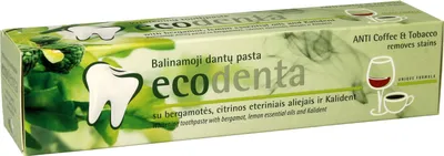 Immagine prodotto di Ecodenta Dentifricio sbiancante con olio essenziale di bergamotto e calendula, 100 ml