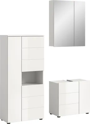 Produktbild von Badezimmer-Set Vira | 3-teilig | weiß / weiß Hochglanz
