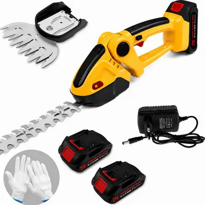 Produktbild von 2-in-1 Elektrischer Heckenschneider mit 2×2000mAh Akkus,3/4" Schnitt,Sicherheitsschalter,Verstellbarem Drehbarer Kopf (8 Winkel),21V,Leicht&Leise