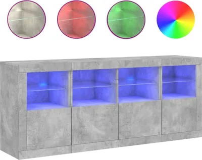 Produktbild von Sideboard mit LED-Leuchten Betongrau 163x37x67 cm