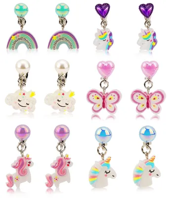Imagen del producto de Pendientes de clip de colores, 6 pares, de resina, sin necesidad de perforación, para niños