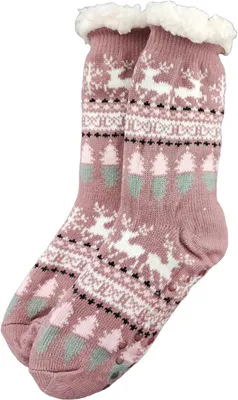 Produktbild von Damen Kuschelsocken Anti Rutsch Socke, Winter Hausschuhe Socken, Strick Fleece Gefütterte Warme Beere/36-38