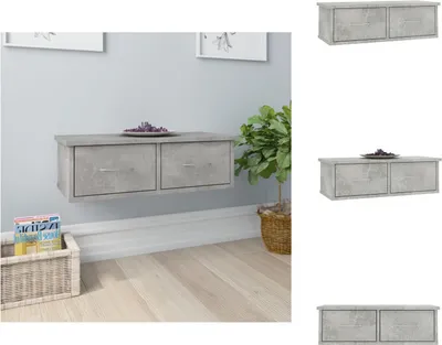 Produktbild von vidaXL Wand-Schubladenregal Betongrau 60x26x18,5 cm Holzwerkstoff -  Wandregale