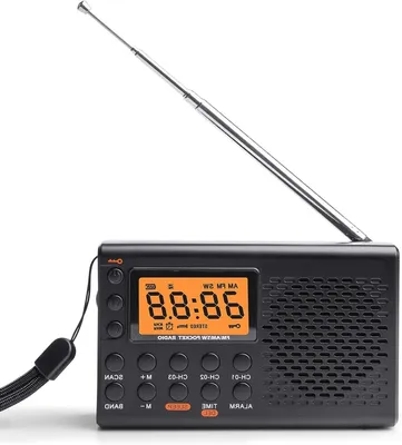 Productafbeelding van Draagbare Radio - Keukenradio Hoofdtelefoon - Outdoor Noodgeval - Accu Alarm Slaaptimer - 11.7 x 3 x 7 cm - Zwart