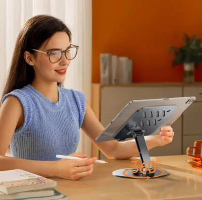 Productafbeelding van Tablethouder Wozinsky WRS-Dsy84Ss, 360° draaibaar, aluminium - grijs