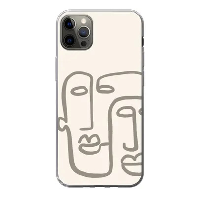 Produktbild von MuchoWow® Handyhülle Schutzhülle Hülle für iPhone 12 Pro Max Gesicht - Abstrakt - Strichzeichnung Silikon Softcase Handy Hülle - Hartschale