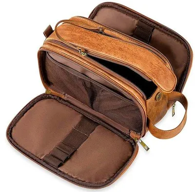 Immagine prodotto di Borsa da toilette da uomo - - Borsa da toilette da viaggio grande e impermeabile - Borsa per il trucco - Con scomparti separati per articoli secchi e umidi
