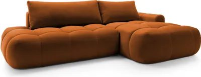 Produktbild von Selsey Ombo - Ecksofa mit Schlaffunktion, Samtbezug in Kupferbraun, rechtsseitig