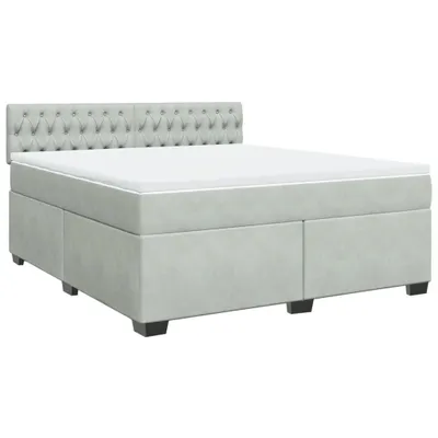 Produktbild von Boxspringbett mit Matratze Hellgrau 180x200 cm Samt