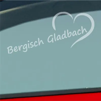 Produktbild von Auto Aufkleber Bergisch Gladbach Herz Stadt City Liebe Love 19,5x8 cm Milchglas Sticker Heckscheibenaufkleber