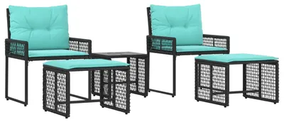 Produktbild von vidaXL Gartenmöbel-Set 5 stk. Schwarz und Türkis