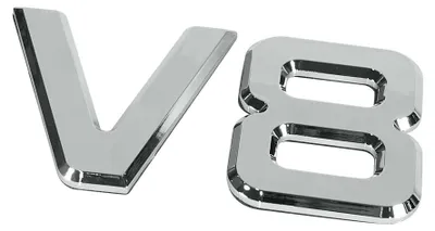 Obrázok produktu pre 3D chrómový emblém, V8, samolepiaci, 92 x 165 mm