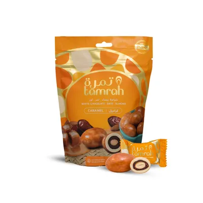 Zdjęcie produktu dla Tamrah Daktyle z Migdałem w Karmelowej Czekoladzie 250 g