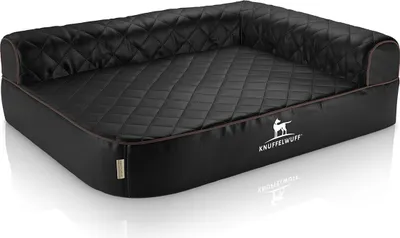 Produktbild von Orthopädisches Eck-Hundebett Winslow aus laser-gestepptem Kunstleder XL Lehne Rechts schwarz