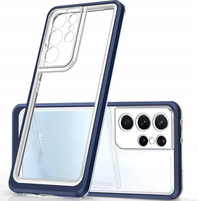 Image de Coque 3In1 transparente pour Samsung Galaxy S22 Ultra Gel Cover with Frame Blue