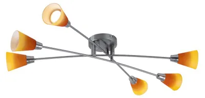 Produktbild von LED Deckenleuchte, Glas, chrom, gelb, 6 flammig