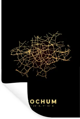 Produktbild von MuchoWow® Wandtattoo Wandsticker Wandaufkleber Stadtplan - Gold - Karte - Bochum 60x90 cm Selbstklebend und Repositionierbar - Sticker - Dekorfolie