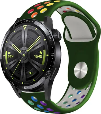 Produktbild von Strap-it Huawei Watch GT 3 46mm Sportarmband (Armeegrün bunt)