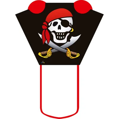 Obrázok produktu pre Detský šarkan HQ vreckové sane Jolly Roger 100092 čierny 43 x 33 cm + 120 cm chvost