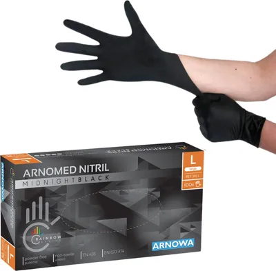 Produktbild von Nitril Einweghandschuhe, schwarz, puderfrei, L