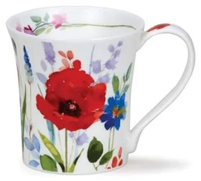 Kaffeebecher Fine Bone China 22 oz Blumenmuster weiß