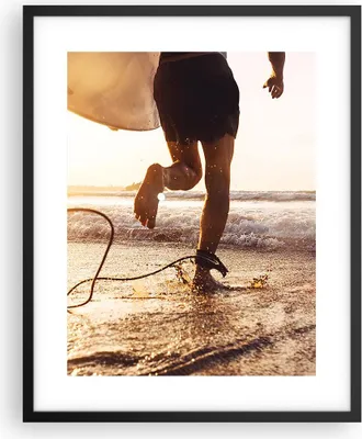 Produktbild von Gerahmtes Poster - Schwarzer Rahmen - Surfen Strand Freude - 40x50 cm - Wand Bild - Wanddeko - Wandbilder - Kunstposter - Wandposter - Bilderrahmen - Bilder - Kunstdruck - P2BPA40x50-4801